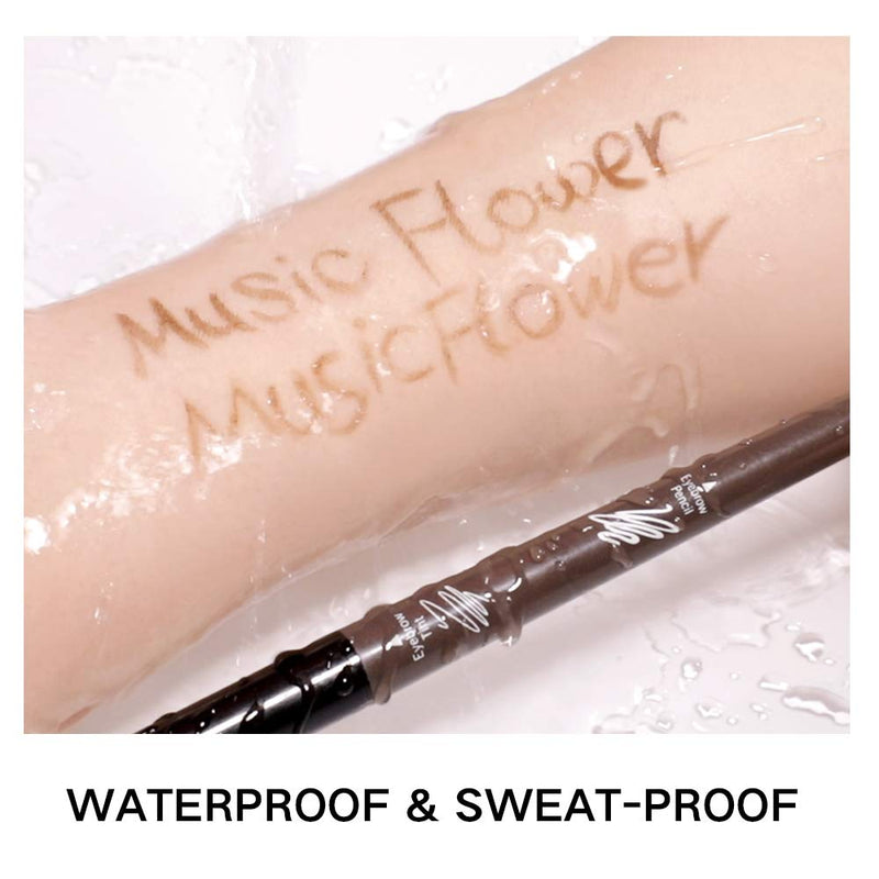 Music Flower Eyebrow Pencil Tint 1.5mm Ultra-Fine Microblading Pen 24h Long-lasting with Eyebrow Brush (Pack of 2, Dark grey+Soft grey) Music Flower Store