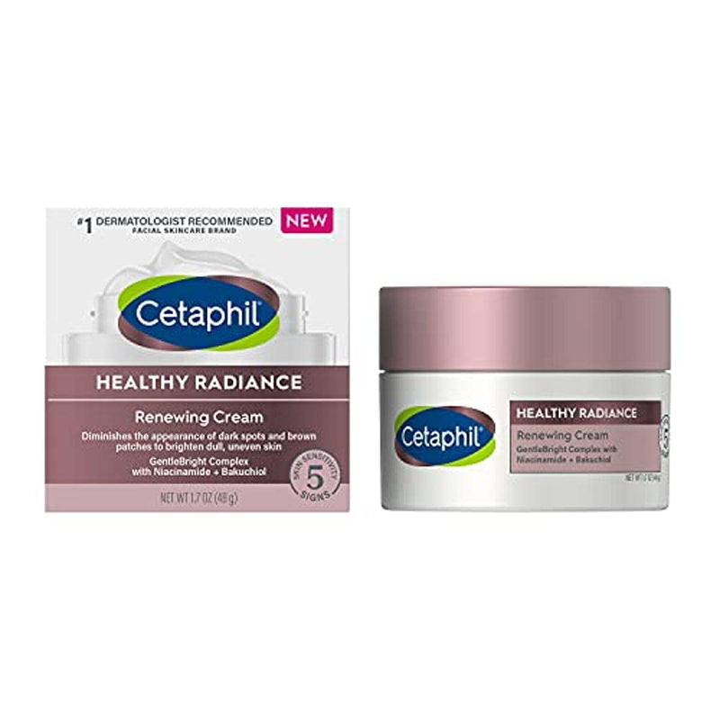 Face Cream by Cetaphil, Healthy Radiance Renewing Cream, Visbily Reduces Look of Dark Spots, Brightening Lotion, Designed for Sensitive Skin, Hypoallergenic, Fragrance Free, 1.7oz Cetaphil