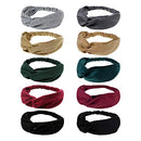 DRESHOW 10 Pack Turabn Headbands for Women Twisted Hair Bands Face Vintage Cross Elastic Head Wrap Hair Accessories DRESHOW