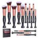 BS-MALL Stand Up Makeup Brushes Premium Synthetic Foundation Powder Concealers Eye Shadows Makeup 14 Pcs Brush Set, Rose Golden BS-MALL
