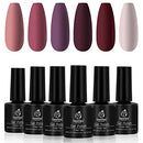 Beetles Red Gel Nail Polish Set - Peach Pink Gel Polish Kit Purple Burgundy Red Nail Gel Polish Skin Tone Nail Polish - Soak Off Nail Lamp Gel Nail Kit 7.3 ml Each Bottle Holiday Gift beetles Gel Polish