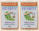 Auromere Ayurvedic Neem Toothpicks - Vegan, Natural, Non GMO, Made from Birchwood (100 Count), 2 Pack Auromere