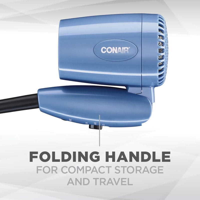 Conair Travel Hair Dryer with Dual Voltage, 1600W Compact Hair Dryer with Folding Handle, Travel Blow Dryer Infinity Warehouse