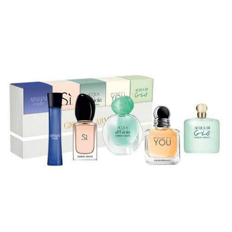 GIORGIO ARMANI Acqua Di Gio 5 Pc. Gift Set for Women Si Edp 0.24oz + Because It's You Edp 0.24oz + Acqua Di Gio Edp 0.17oz + Acqua Di Gioia Edp 0.17oz + Armani Code Edt 0.1oz, 0.24 Fl Oz GIORGIO ARMANI