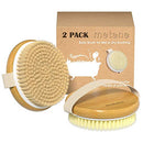 Metene 2 Pack Bamboo Dry Body Brushes, Shower Brush Wet and Dry Brushing, Dry brush for Cellulite and Lymphatic, Body Scrubber with Soft and Stiff Bristles, Suitable for All Kinds of Skin Metene