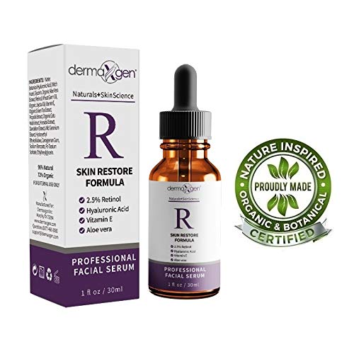 Dermaxgen Retinol Serum - Pure Organic Anti Aging, Anti Wrinkle Face Wrinkles | Renewing and Restore with Hyaluronic Acid, 1 fl oz DERMAXGEN