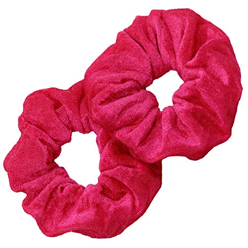 Kenz Laurenz Scrunchies for Hair - 2 Velvet Hair Ties for Women Girls Hair Elastics Ponytail Holder Scrunchy Girl Accessories Elastic Hair Bands Scrunchie Pack (Hot Pink) Kenz Laurenz