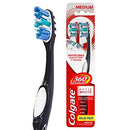 Colgate 360° Advanced Optic White Toothbrush (Color May Vary), Medium, 2 Count Colgate