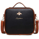 LACATTURA Travel Makeup bag, Leather Makeup Train Case Cosmetic Organizer for Makeup Brushes Toiletry Digital Accessories, Portable Artist Storage Bag With Shoulder Strap for Women lady Black LACATTURA