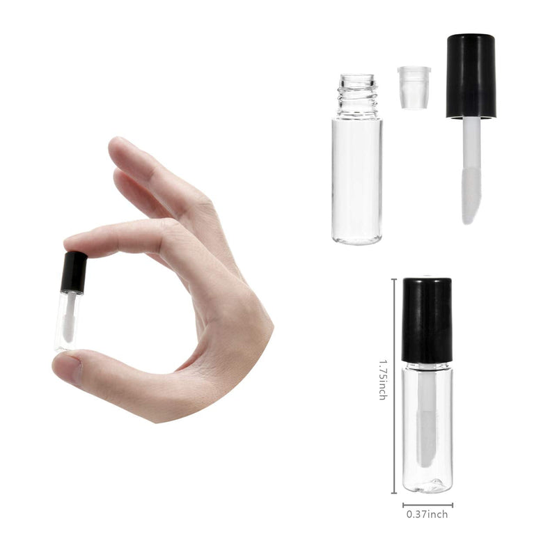 Beautyflier 20 Pack 1.5 ml Empty Lip Gloss Tubes Containers Clear Mini Refillable Lip Balm Bottles with Rubber Inserts for Lipstick Samples Travel DIY Makeup Beautyflier