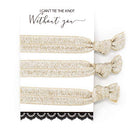 Bachelorette Hair Ties Set No Crease Ribbon Elastics Ouchless Ponytail Holders Hair Bands for Bachelorette Gift Bridesmaid Gift Bride Showers (6 Pack, Glitter Ivory) Mebel Lola