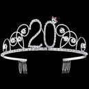BABEYOND Crystal Birthday Tiara Crown Princess Birthday Crown Hair Accessories Happy 20th Birthday Crown Tiara for Women (20 Birth) BABEYOND