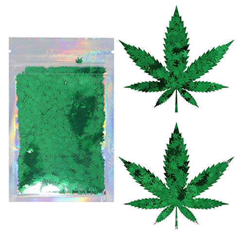 10 Grams - Green Weed Leaf Cosmetic Glitter - Festival Rave Beauty Makeup Face Body Nail - Pot Weed & Marijuana Leaves Electric Bliss Beauty