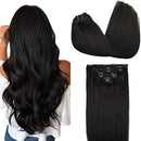 GOO GOO Hair Extensions Clip in Human Hair Natural Black