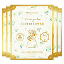 FaceTory Dream Garden Elderflower Rejuvenating Sheet Mask with Elderflower Water - For All Skin Types, Made in Korea - Moisturizing, Illuminating, Calming (Pack of 5) FACETORY