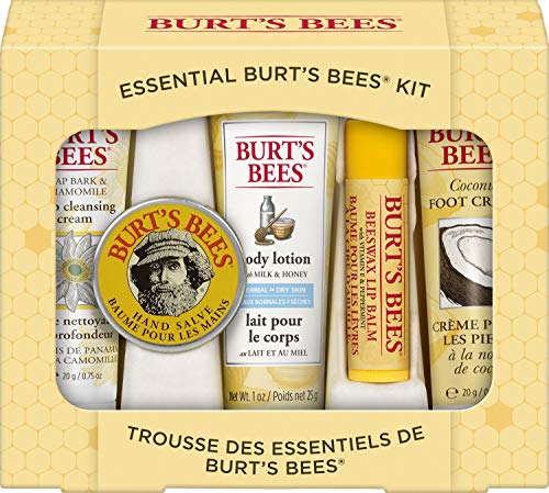 Burt's Bees Gift Set, 5 Essential Prodcuts, Deep Cleansing Cream, Hand Salve, Body Lotion, Foot Cream & Lip Balm, Travel Size Burt's Bees Store