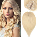 S-noilite Silk Base Topper Human Hair Piece Clip in Crown Toupee Top Hair Extensions Silk Topper for Women Replacement for Slight Hair Loss Thinning Hair 130% Density (16"-50g,