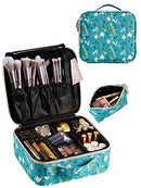 Joligrace Makeup Travel Bag Organizer for Women Cute Cosmetic Storage Train Case Portable Big Large Capacity with Extra Pouch for Make-Up Brush Toiletry Jewelry Green Forrest Print Joligrace