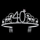 BABEYOND Crystal Birthday Tiara Crown Princess Birthday Crown Hair Accessories Happy 40th Birthday Crown Tiara for Women (40 Birth) BABEYOND