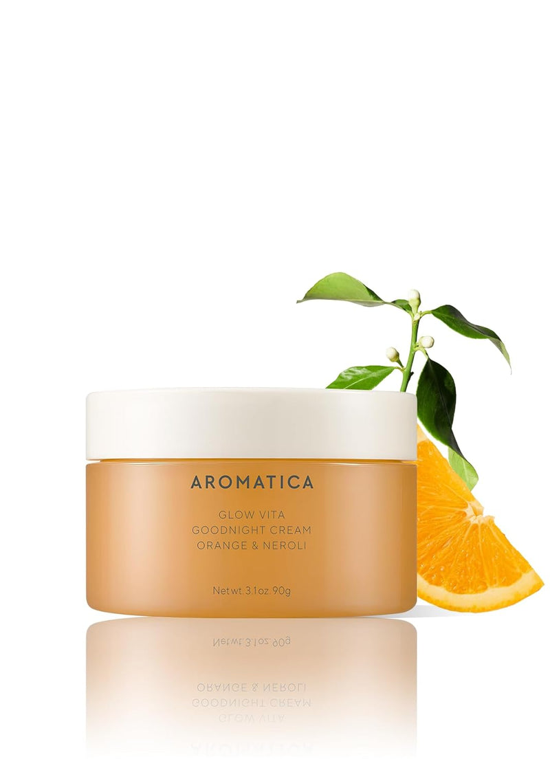 AROMATICA Glow Vita Goodnight Cream Orange & Neroli 3.1fl oz/90g - Night Cream Moisturizer For Face & Neck | Anti Aging Wrinkle Cream with Vitamin C, 5% Niacinamide Infinity Warehouse