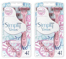 Simply Venus 3 Blade Disposable Razors, with Moisture Rich Strip, 4 Count (2 Pack) Simply Venus