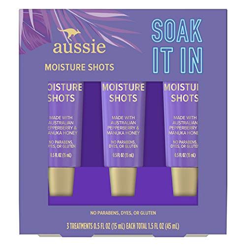 Aussie Hair Mask Shots, Soak It In Moisture Deep Conditioner Hair Treatment, Triple Pack, Honey, 1.5 Fl Oz Aussie