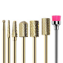 MelodySusie Nail Drill Bits Set, 7pcs Tungsten Carbide Nail Bits for Nail Drill E-file, 3/32 inch Bits Manicure Pedicure Remover Tools for Acrylic Gel Nails, Salon Home Nail Care Supplies, Gold MelodySusie