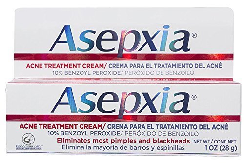 Asepxia Acne Spot Treatment Cream for Pimples and Blackheads with 10% Benzoyl Peroxide, 1 ounce, White, (GEN00669) Asepxia