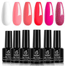 Beetles Valentine's Day Glitter Baby Pink Red Gel Nail Polish Set 6 Colors Pink White Gel Polish Kit Soak Off LED Lamp Nail Gel Kit Christmas New Year Girlfriend Gift for Women Mom Manicure Kit beetles Gel Polish