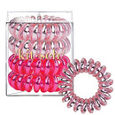 Kitsch Spiral Hair Ties, Coil Hair Ties, Phone Cord Hair Ties, Hair Coils - 4 Pcs, Metallic Pink Crush Kitsch