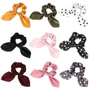Scrunchies Hair Ties Silk Satin Scrunchy - Cute Bow Bunny Ear Hair Elastic Ponytail Holder Bobbles Soft Elegant Elastic Hair Bands with Tail Ribbon Ivyu