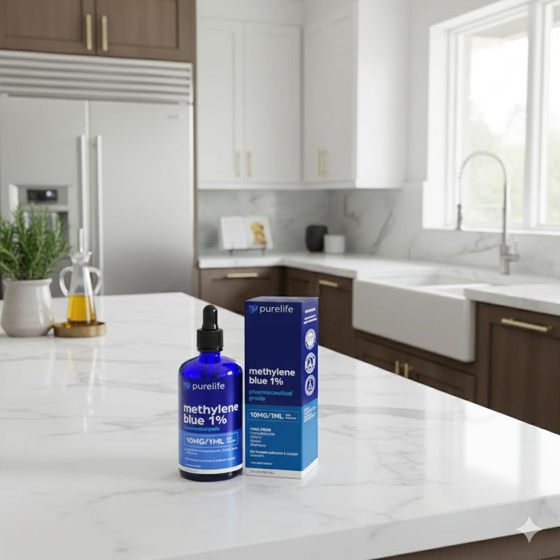 PureLife Methylene Blue Pharmaceutical Grade 2oz– USP Grade 1% Solution with Balanced Electrolyte SolutionThird-Party Tested Brain Health Supplement for Humans –No Formaldehyde High Cognitive Support Infinity Warehouse