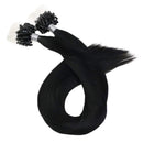 Ugeat Microlink Hair Extensions Human Hair Real Human Hair Extensions Micro Ring Hair Extensions Human Hair Straight Nano Rings Tipped Hair Jet Black