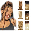 24 Inch Ombre Jumbo Braiding Hair Extensions Jumbo Braid Hair Ombre Long Jumbo Braids For Box Twist Braid Crochet Hair High Temperature Fiber 3 Tone Colored ( 5 Bundles, Light Auburn ) S-noilite