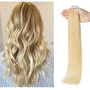 Tape In Hair Extensions Real Human Hair Invisible Seamless Skin Weft Double Side Tape Remy Human Hair Hightlight Balayage Natural Long Straight For Women(14'',30g/20pcs,