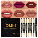 6Pcs Lip Liner and Lipstick Makeup Set,DNM Nude Matte Mat Matt Lipstick 24H and Lip Liner Set Matt Liquid for Black Mature Women Waterproof Long Lasting 24 Pens Lipstick Matte Kit with Lip liners 01 evpct
