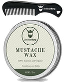 Mustache Wax and Comb Kit - Beard and Moustache Wax for Men with Strong Hold Natural Beeswax - Helps Tame, Style, and Groom (Vanilla Scent) - Striking Viking Striking Viking