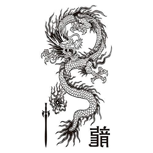 Supperb Temporary Tattoos - Black & White Dragon (Set of 2) Supperb