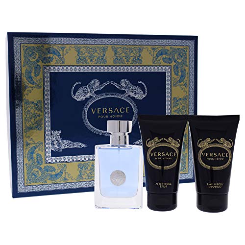 Versace Pour Homme by Versace for Men - 3 Pc Gift Set 1.7oz EDT Spray, 1.7oz Hair & Body Shampoo, 1.7oz After Shave Balm Versace