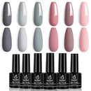 Beetles Bridesmaid Beauty Classic Gel Nail Polish Set - Nude Gray Pink 6 Colors Wedding Gel Polish Kit Popular Nail Art Design Soak Off LED Lamp Nail Polish Gel Manicure Kit New Year Holiday Gifts Set beetles Gel Polish