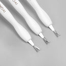 IVON 3 Pack Nail Cuticle Trimmer Pusher Remover, Double End & Plastic Handle (White) IVON