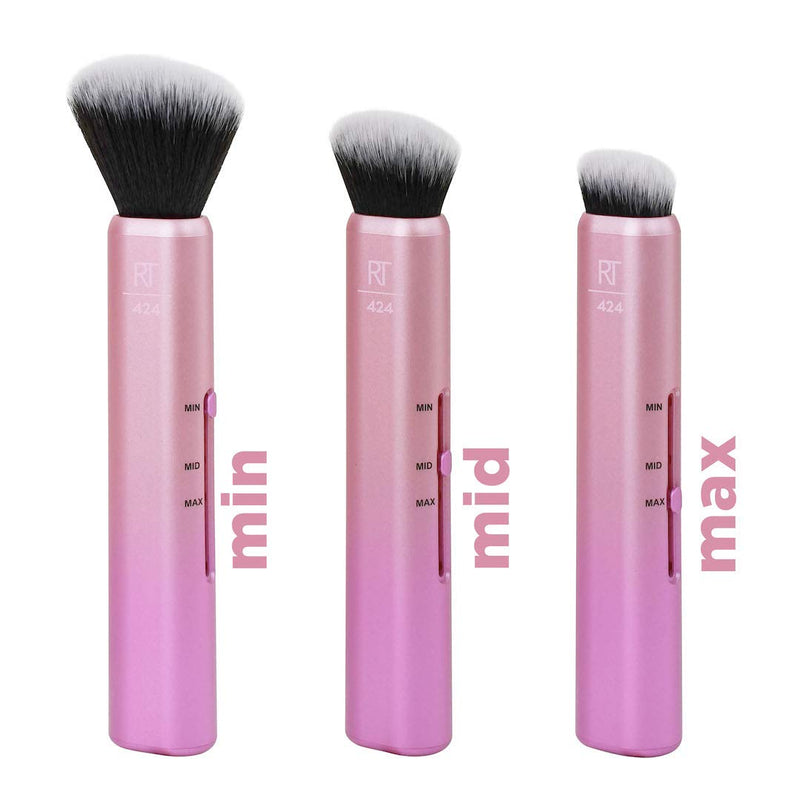 Real Techniques Custom Contour 3-in-1 Brush, Custom Slide For Bronzer and Contour, 3 Settings For Sheer, Medium, or Focused Application, Travel Friendly, For On-The-Go, 1 Count Real Techniques