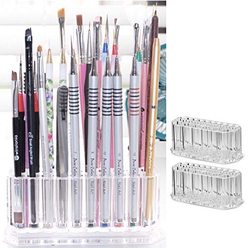 byAlegory (Set of 2) Acrylic Makeup Finger Nail Art Tool Organizer 26 Spaces For Storing Beauty Nail Art Kit Tools - Clear BY ALEGORY