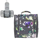 PAVILIA Hanging Toiletry Bag for Women Men, Travel Toiletry Bag Organizer for Toiletries, Cosmetics, Makeup Bag with Mesh, Water Resistant Pockets (Floral Grey) PAVILIA