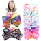 PANTIDE 8Pcs Jojo Bow Hair Clips- 8 Inch Large Sparkly Glitter Sequin Hair Bows and 5 Inch Rainbow Unicorn Grosgrain Ribbon Hair Bows, Alligator Hair Clips Hair Barrettes Accessories with Gift Bag PANTIDE