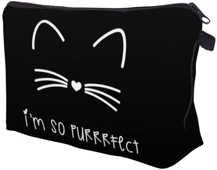 Cosmetic Bag for Women,Loomiloo Adorable Roomy Makeup Bags Travel Waterproof Toiletry Bag Accessories Organizer Cute Gifts (black cat 51294) LOOMILOO Store