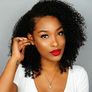 BLY 7A Mongolian Afro Kinky Curly Human Hair 3 Bundles 10/12/14 Inch with 10 Inch 4x4 Lace Closure Unprocessed Hair Weave Weft Big Hair for African American Women Natural Color BLY