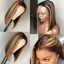 Highlight 4-27 Short Bob Lace Front Wigs Human Hair Pre Plucked 13x6 Deep Middle Part 150% Density Brazilian Remy Hair Wigs With Baby Hair Natural Hairline Bleached Knots (12inch) RULINDA
