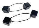 Parcelona French Twin Cube Black Celluloid Set of 2 Flexible Thin Elastic Hair Tie for Girls and Women Parcelona Store