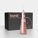 Water Flosser for Teeth, Gums & Braces Care, by BURST, Water Resistant, Cordless & Travel Ready, Deep Clean, Fresh Breath & Healthier Smile, Refillable 110mL, 3 Modes, Rose Gold [Packaging May Vary] Burst